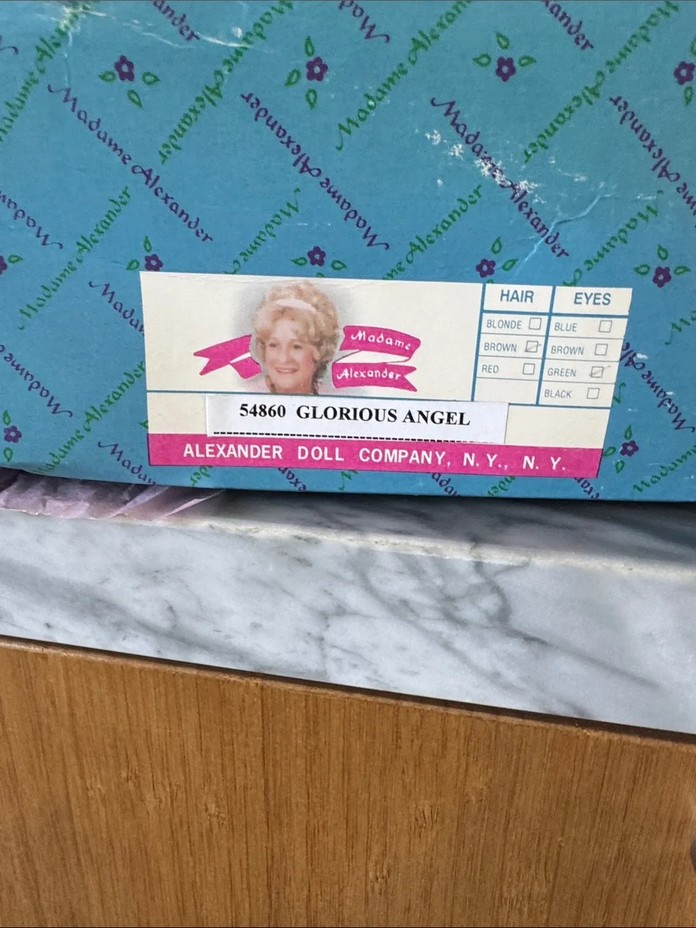 Madame Alexander Blue and Pink Box Label